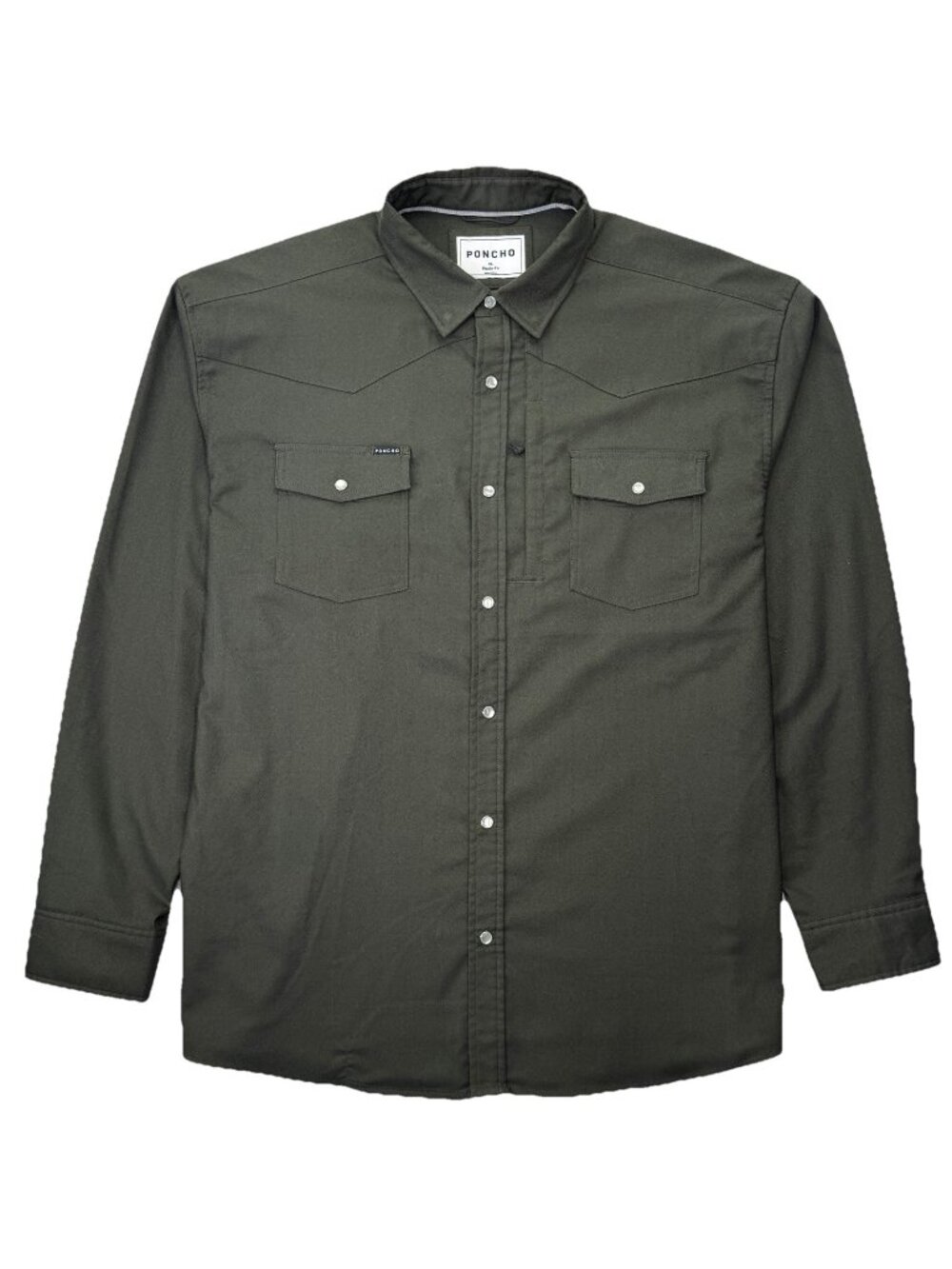 Poncho Outdoors The Brazos Western Pearl Snap Shirt Men’s XL Dark Sage Green